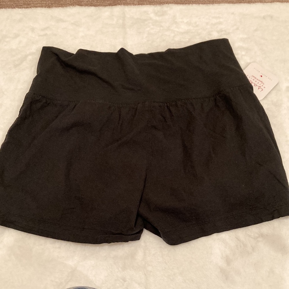 Black linen pregnancy shorts, Sz L - Picture 3 of 3